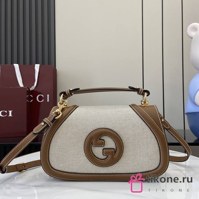 Gucci Blondie Small Top Handle Bag Brown Beige Canvas - 26.5x16.5x8.5cm - 1