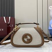 Gucci Blondie Small Top Handle Bag Brown Beige Canvas - 26.5x16.5x8.5cm - 1