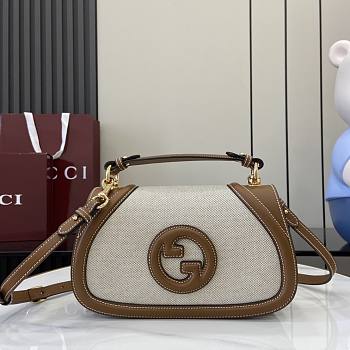 Gucci Blondie Small Top Handle Bag Brown Beige Canvas - 26.5x16.5x8.5cm