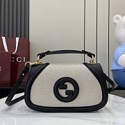 Gucci Blondie Small Top Handle Bag Black Beige Canvas - 26.5x16.5x8.5cm - 1