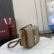 Gucci GG Emblem Mini Shoulder Bag Beige And Dark Brown - 20x14x8cm - 4