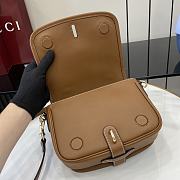 Gucci GG Emblem Mini Shoulder Bag Beige And Dark Brown - 20x14x8cm - 5