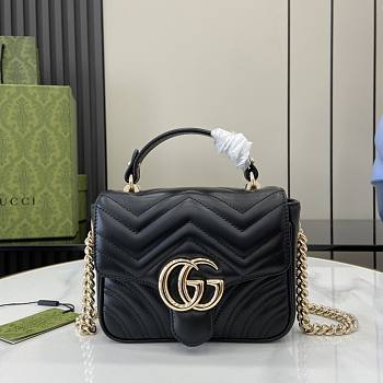 Gucci GG Marmont Mini Top Handle Bag Black - 17x13x6cm