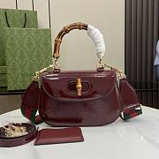 Gucci Bamboo 1947 Small Top Handle Bag Red Patent Leather - 21x15x7cm - 1