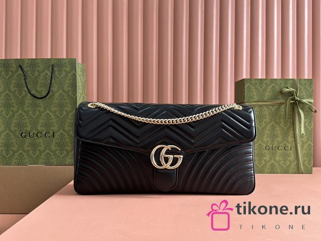 Gucci GG Marmont Medium Leather Shoulder Bag Black - 40x21x8.5cm - 1