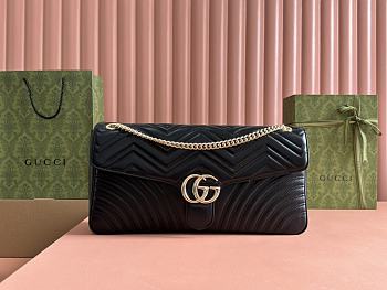 Gucci GG Marmont Medium Leather Shoulder Bag Black - 40x21x8.5cm