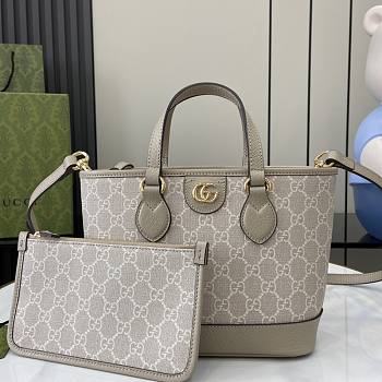 Gucci Ophidia Mini Tote Bag Beige And White - 22x18x10cm