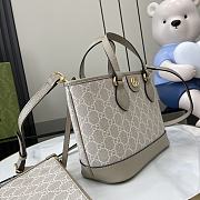 Gucci Ophidia Mini Tote Bag Beige And White - 22x18x10cm - 4