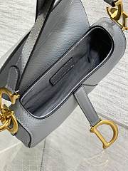 Dior Mini Saddle Bag with Strap Haze Blue Grained Calfskin - 19x15x6cm  - 2