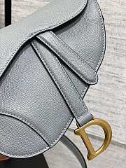 Dior Mini Saddle Bag with Strap Haze Blue Grained Calfskin - 19x15x6cm  - 3