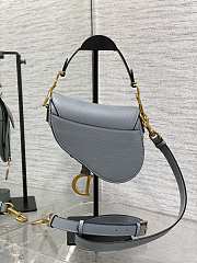 Dior Mini Saddle Bag with Strap Haze Blue Grained Calfskin - 19x15x6cm  - 4