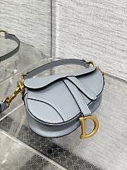 Dior Mini Saddle Bag with Strap Haze Blue Grained Calfskin - 19x15x6cm  - 5