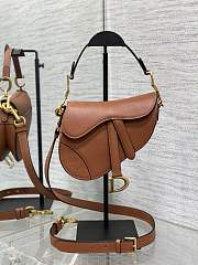 Dior Mini Saddle Bag with Strap Brown Grained Calfskin - 19x15x6cm - 1