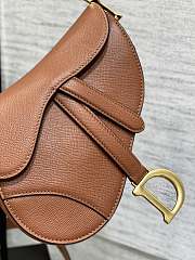 Dior Mini Saddle Bag with Strap Brown Grained Calfskin - 19x15x6cm - 4