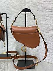 Dior Mini Saddle Bag with Strap Brown Grained Calfskin - 19x15x6cm - 3