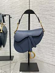 Dior Mini Saddle Bag with Strap Retro Blue Grained Calfskin - 19x15x6cm - 1