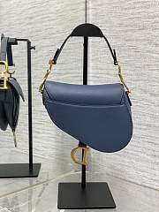 Dior Mini Saddle Bag with Strap Retro Blue Grained Calfskin - 19x15x6cm - 6