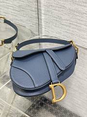 Dior Mini Saddle Bag with Strap Retro Blue Grained Calfskin - 19x15x6cm - 5