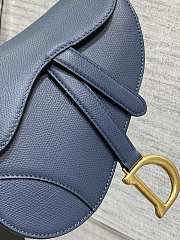 Dior Mini Saddle Bag with Strap Retro Blue Grained Calfskin - 19x15x6cm - 4