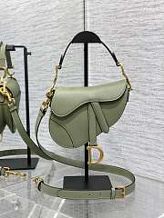 Dior Mini Saddle Bag with Strap Matcha Green Grained Calfskin - 19x15x6cm - 1