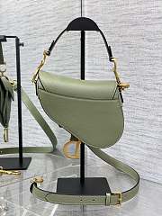 Dior Mini Saddle Bag with Strap Matcha Green Grained Calfskin - 19x15x6cm - 6