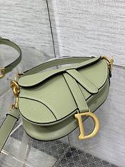 Dior Mini Saddle Bag with Strap Matcha Green Grained Calfskin - 19x15x6cm - 3