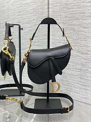 Dior Mini Saddle Bag with Strap Black Calfskin - 19x15x6cm - 3