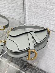 Dior Mini Saddle Bag with Strap Gray Stone Grained Calfskin - 19x15x6cm - 6