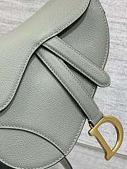 Dior Mini Saddle Bag with Strap Gray Stone Grained Calfskin - 19x15x6cm - 4