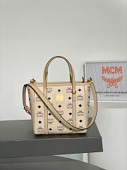 MCM Toni Zip Shopper In Visetos Beige Black - 19x9.5x18.5cm - 2