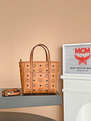 MCM Toni Zip Shopper In Visetos Cognac - 19x9.5x18.5cm - 2