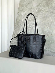 MCM Liz Double Sided Shopper In Visetos Black - 29x14x25cm - 1