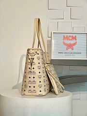 MCM Liz Double Sided Shopper In Visetos Beige Black - 36x17x28cm - 5