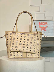 MCM Liz Double Sided Shopper In Visetos Beige Black - 36x17x28cm - 2