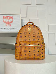 MCM Stark Backpack In Visetos Cognac - 33x13x26cm - 1