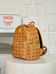 MCM Stark Backpack In Visetos Cognac - 33x13x26cm - 6