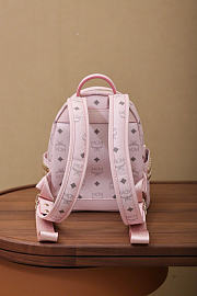 MCM Stark Side Studs Backpack In Visetos Pink - 27x10x21cm - 6