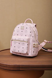 MCM Stark Side Studs Backpack In Visetos Pink - 27x10x21cm - 4