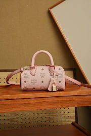 MCM Ella Boston Bag In Visetos Pink - 18x9x9.5cm - 6