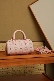 MCM Ella Boston Bag In Visetos Pink - 18x9x9.5cm - 4