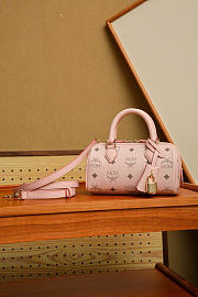 MCM Ella Boston Bag In Visetos Pink - 18x9x9.5cm - 3