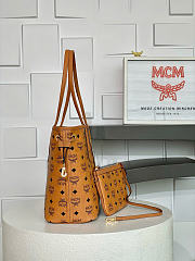 MCM Liz Double Sided Shopper In Visetos Cognac - 29x14x25cm - 5