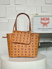 MCM Liz Double Sided Shopper In Visetos Cognac - 29x14x25cm - 3