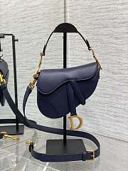 Dior Mini Saddle Bag with StrapDeep Ocean Blue Grained Calfskin - 19x15x6cm - 1