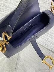 Dior Mini Saddle Bag with StrapDeep Ocean Blue Grained Calfskin - 19x15x6cm - 6