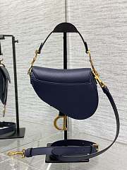 Dior Mini Saddle Bag with StrapDeep Ocean Blue Grained Calfskin - 19x15x6cm - 5