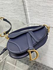 Dior Mini Saddle Bag with StrapDeep Ocean Blue Grained Calfskin - 19x15x6cm - 4