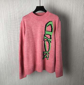 Dior And Lewis Hamilton Sweater Pink Virgin Wool And Cashmere Intarsia