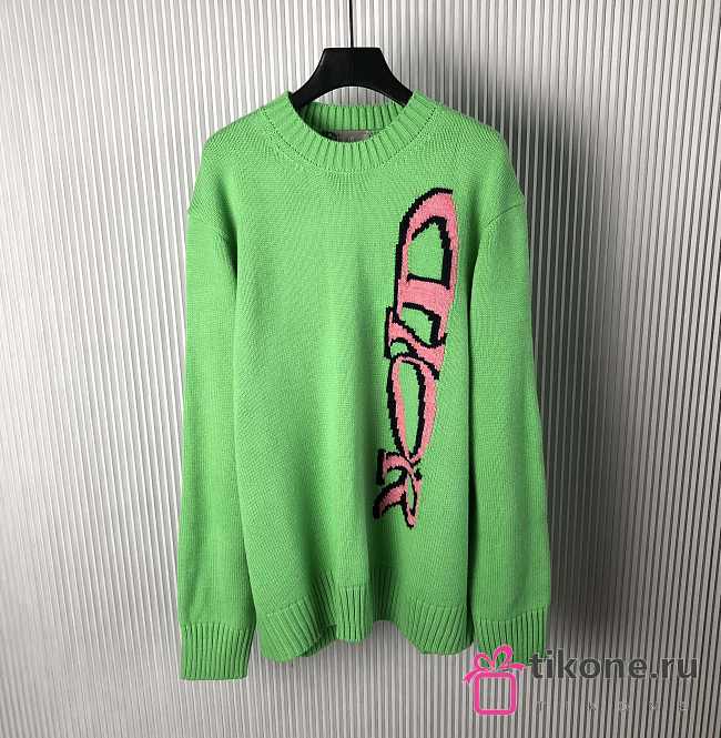 Dior And Lewis Hamilton Sweater Green Virgin Wool And Cashmere Intarsia - 1