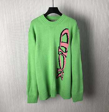 Dior And Lewis Hamilton Sweater Green Virgin Wool And Cashmere Intarsia